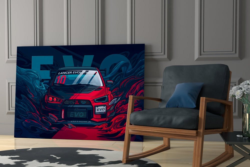 JDM panel against a concrete-look or wood-paneled accent wall