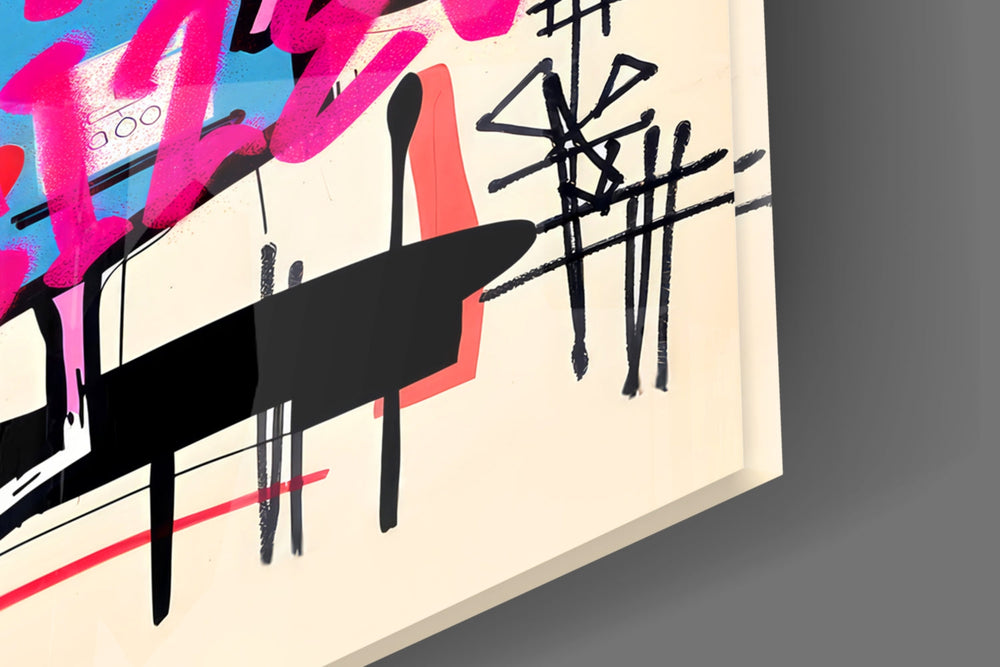 Designer-collection artwork in a barbershop interior