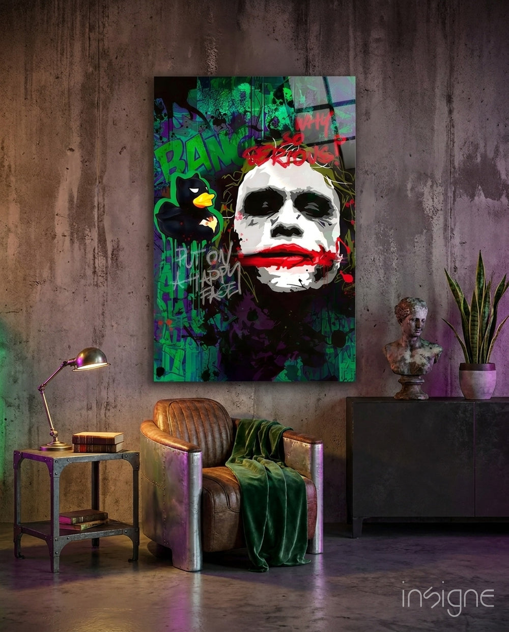 Joker Why Are We So Serious? Glass Wall Art || Designer Collection - Lifestyle preview in a designer interior