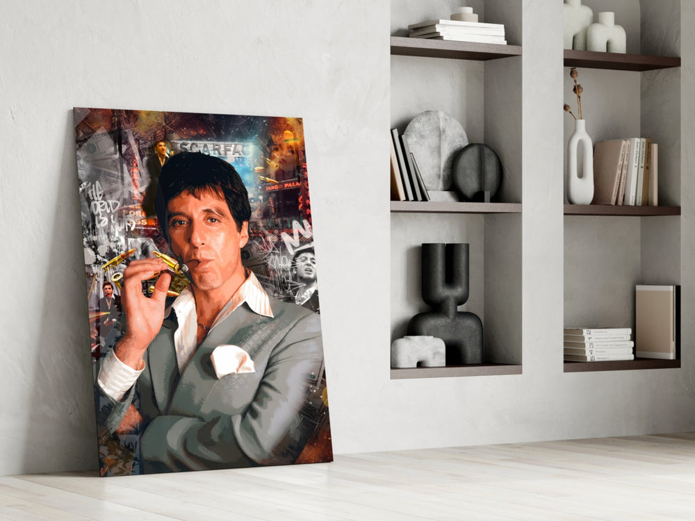 Gangster panel against a moody dark-painted accent wall