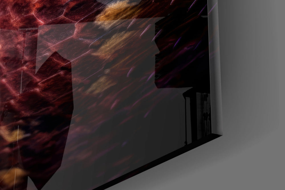 Designer-collection artwork in a luxe lounge with leather seating