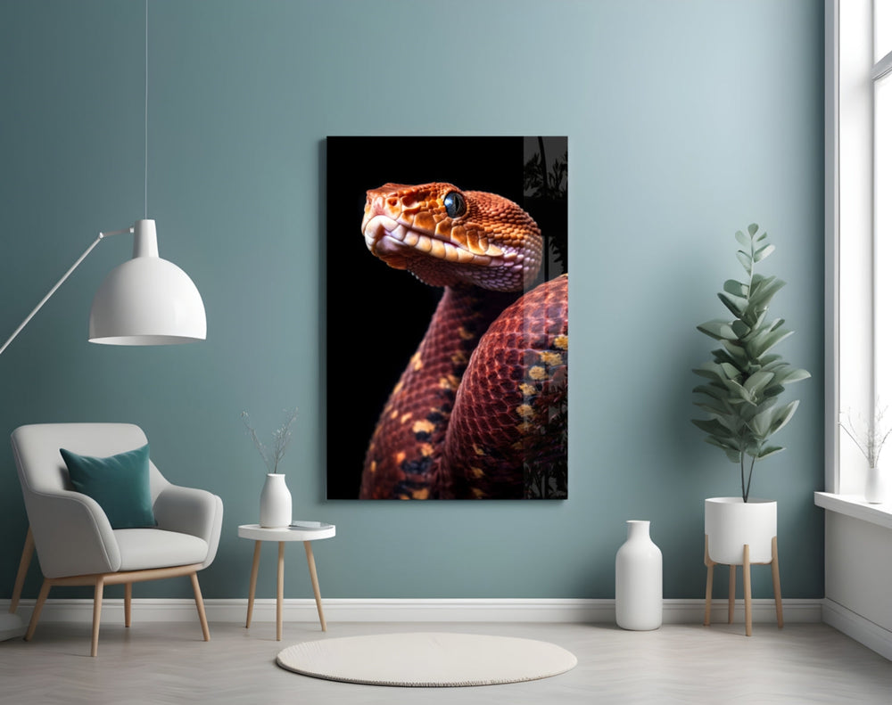 Viper portrait artwork styled in an executive office