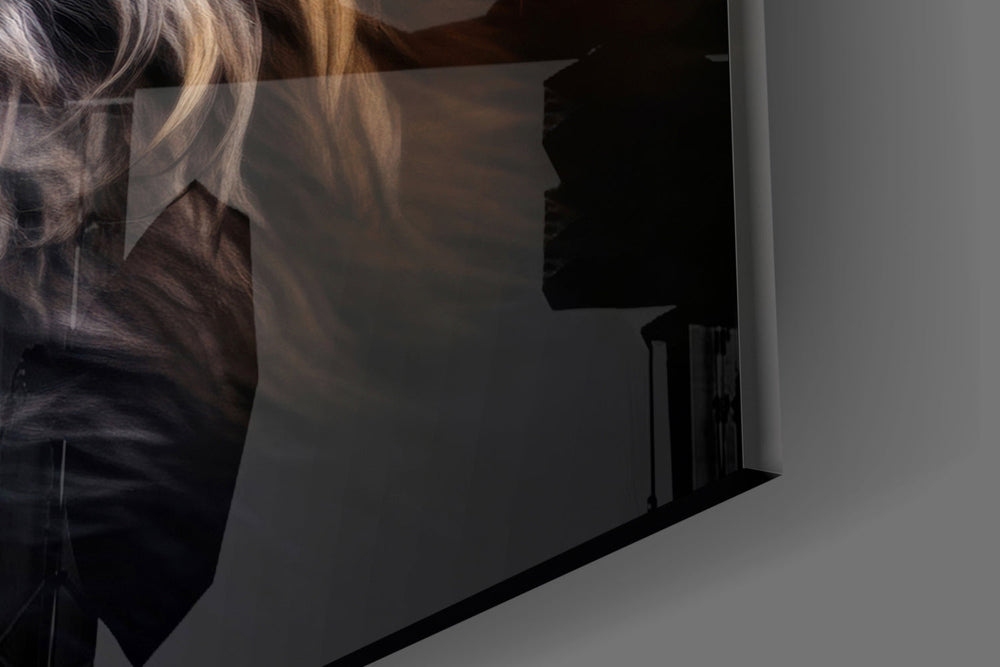 Designer-collection artwork in a luxe lounge with leather seating