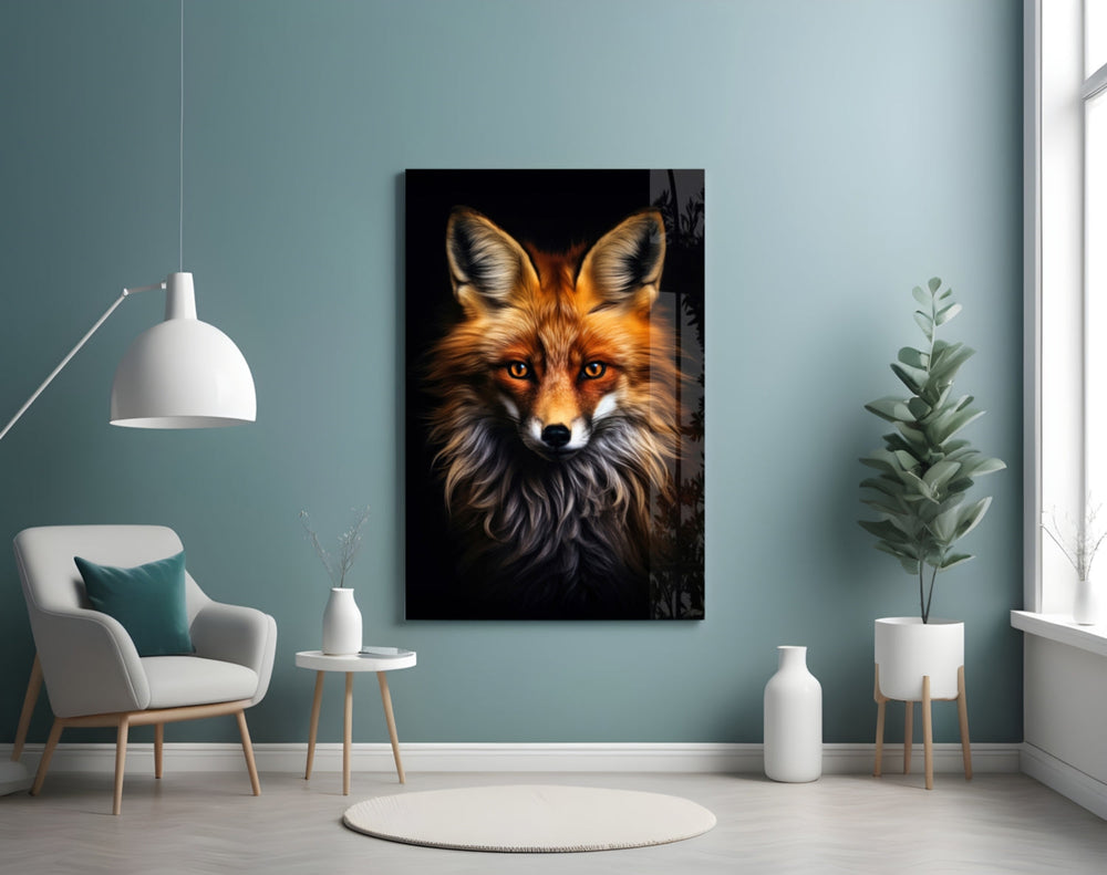 Fox portrait artwork styled in a teen's bedroom
