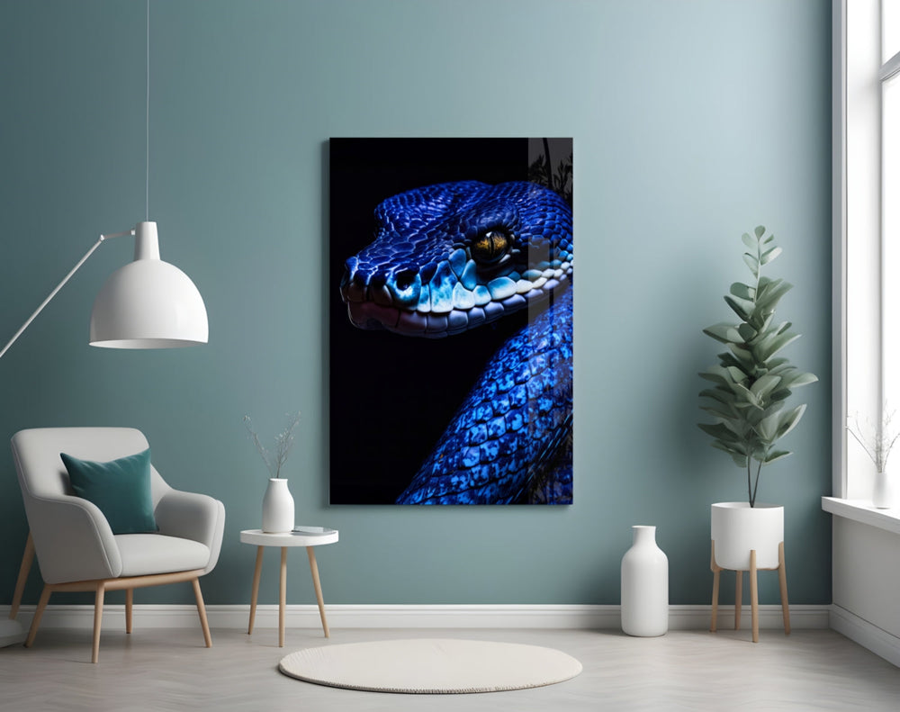 Viper portrait artwork styled in an executive office