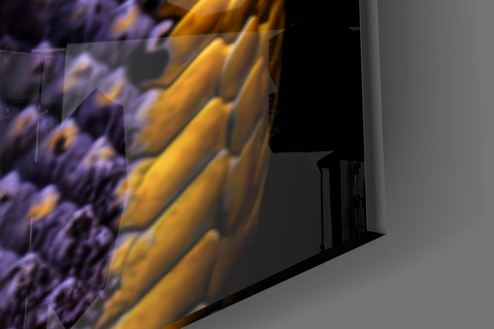 Designer-collection artwork in a luxe lounge with leather seating