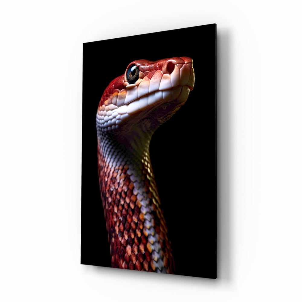 Fiery Serpent wildlife glass wall art in a modern study