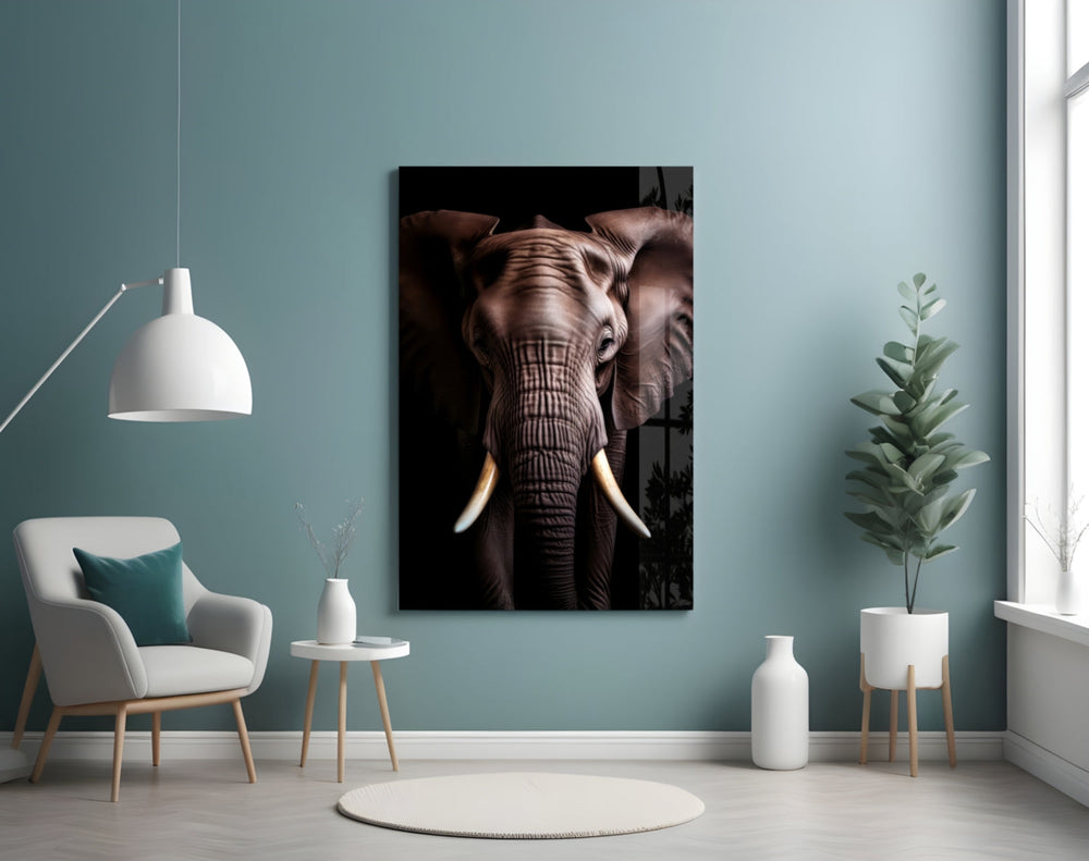 Elephant portrait artwork styled in a master bedroom