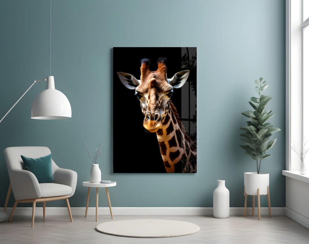 Giraffe portrait artwork styled in a children's bedroom