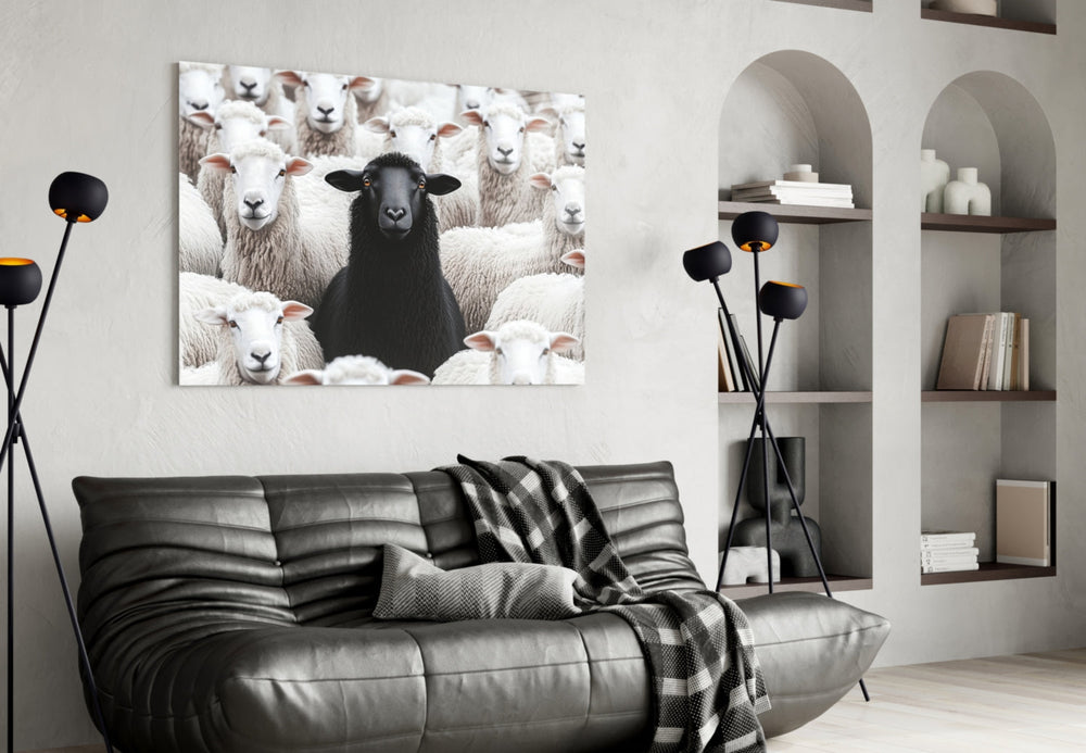 Black-sheep artwork styled in a teen's bedroom
