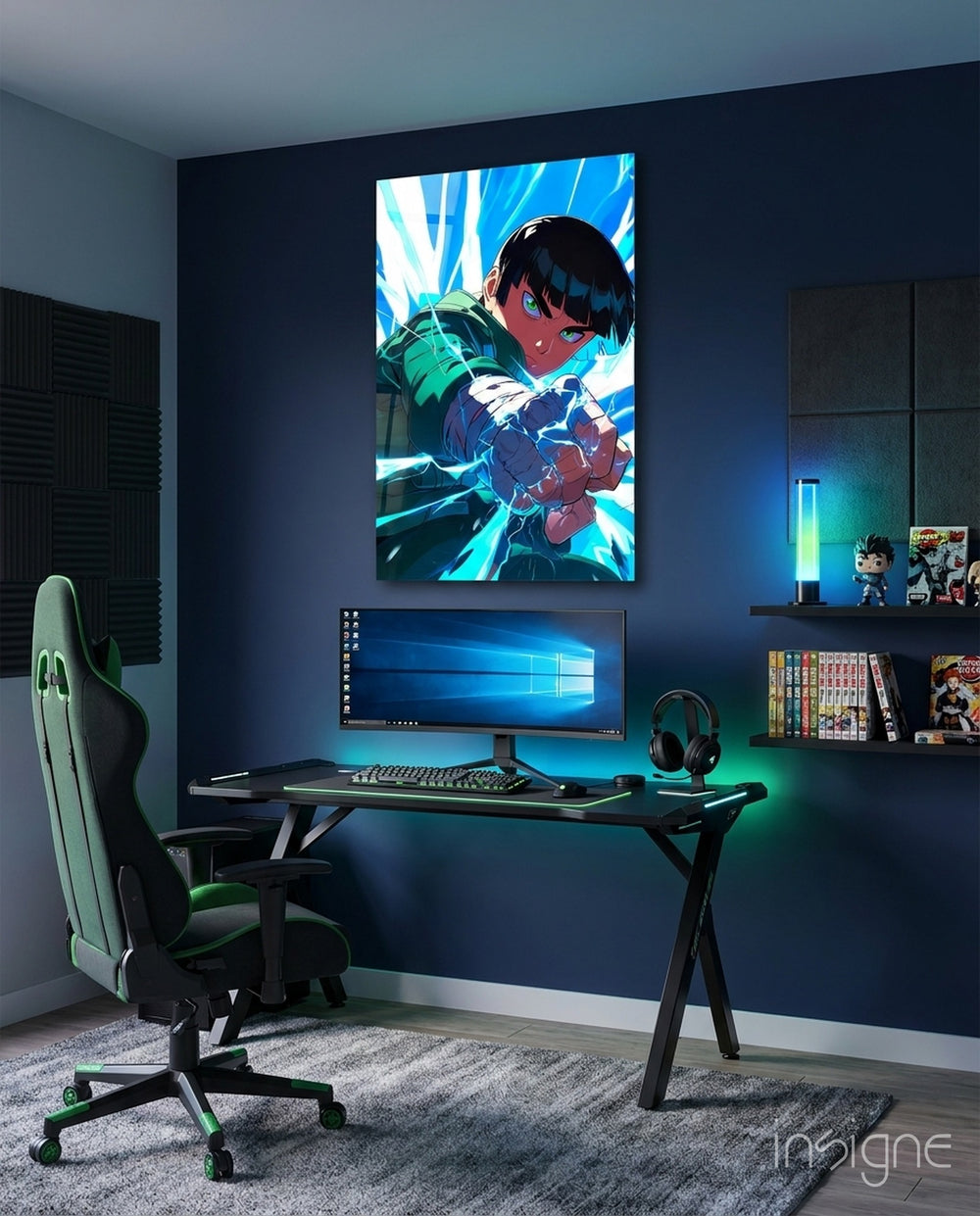 Fist Power Rock Lee Glass Wall Art || Designer Collection - Lifestyle preview in a designer interior