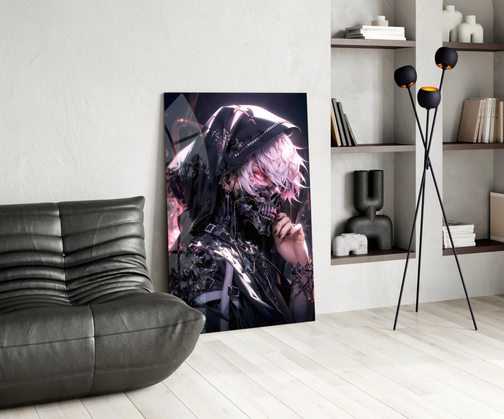 Dark-fantasy glass print bringing gothic edge to a man cave