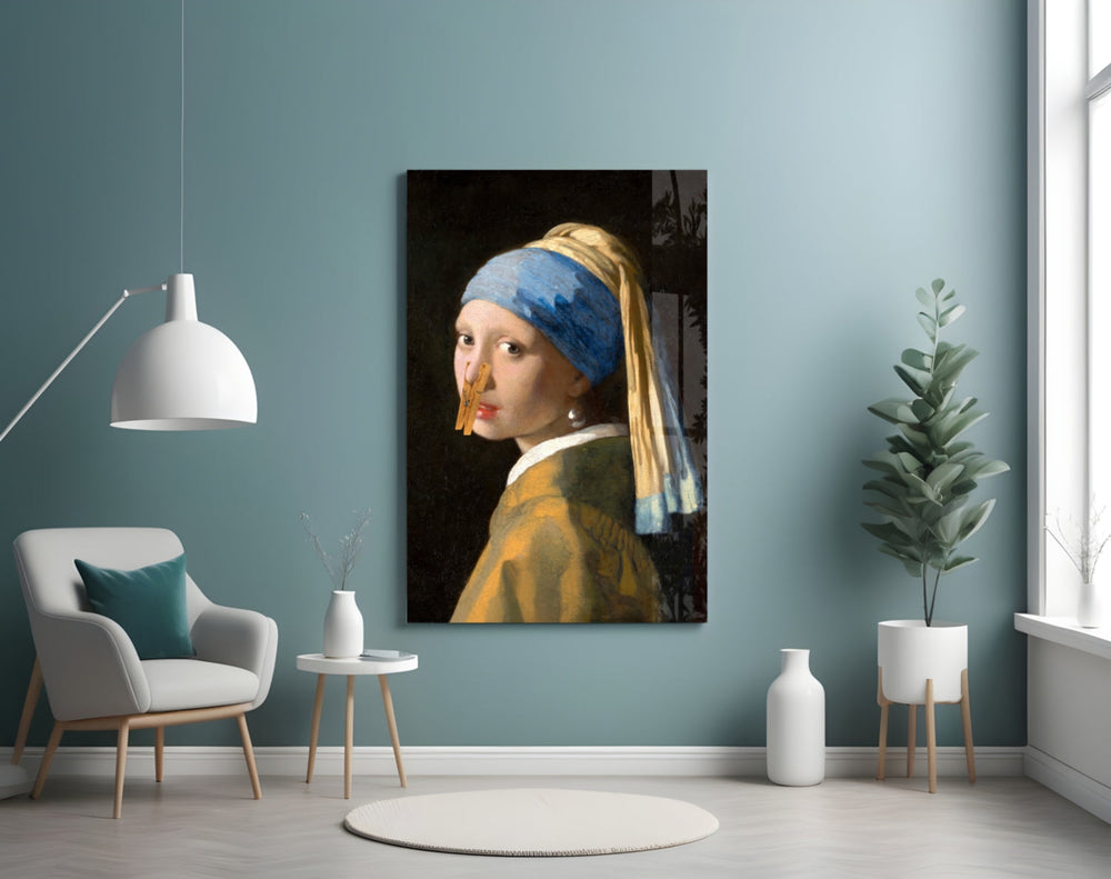 Art-history humor artwork styled in a creative loft interior