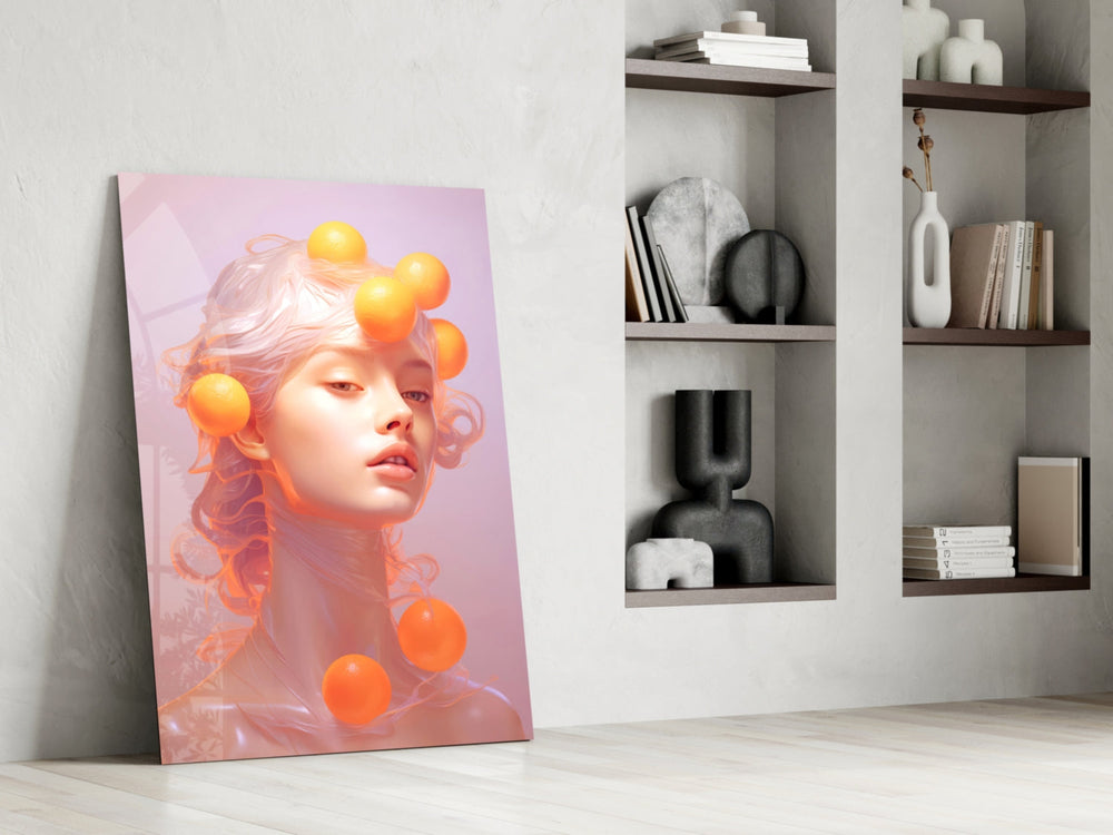Pastel portrait panel against a moody dark-painted accent wall