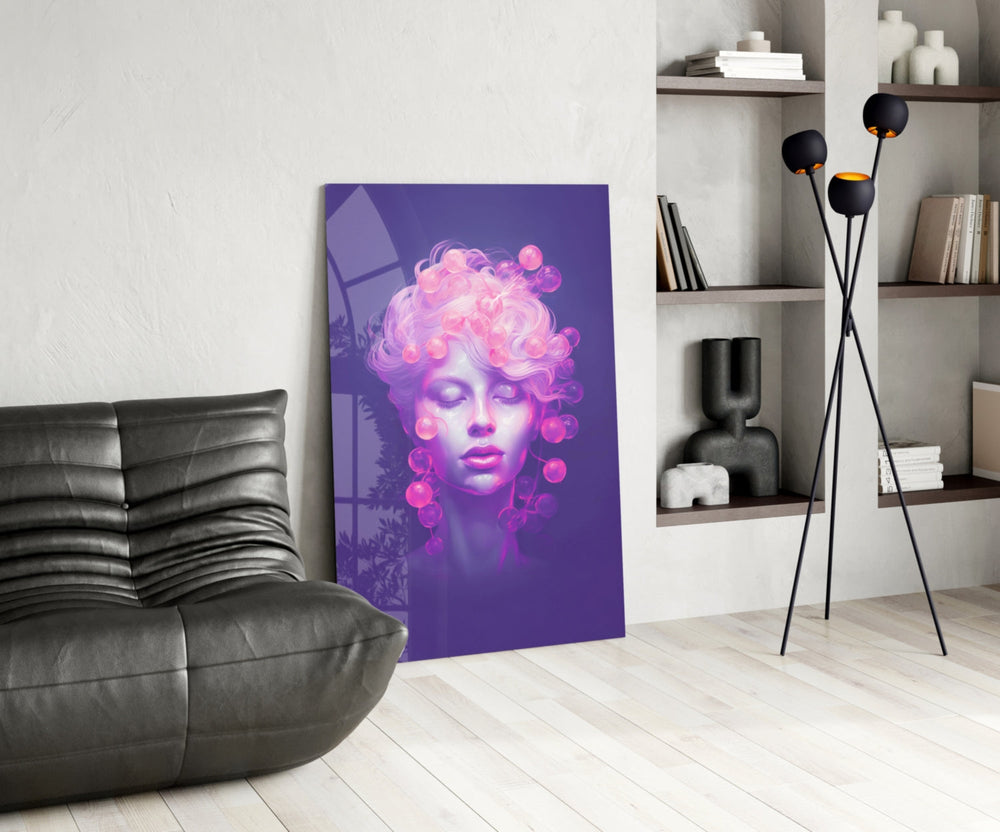Pastel surreal glass print bringing soft beauty edge to a boutique salon