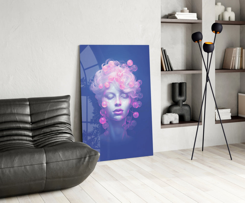 Pastel surreal glass print bringing soft beauty edge to a boutique salon