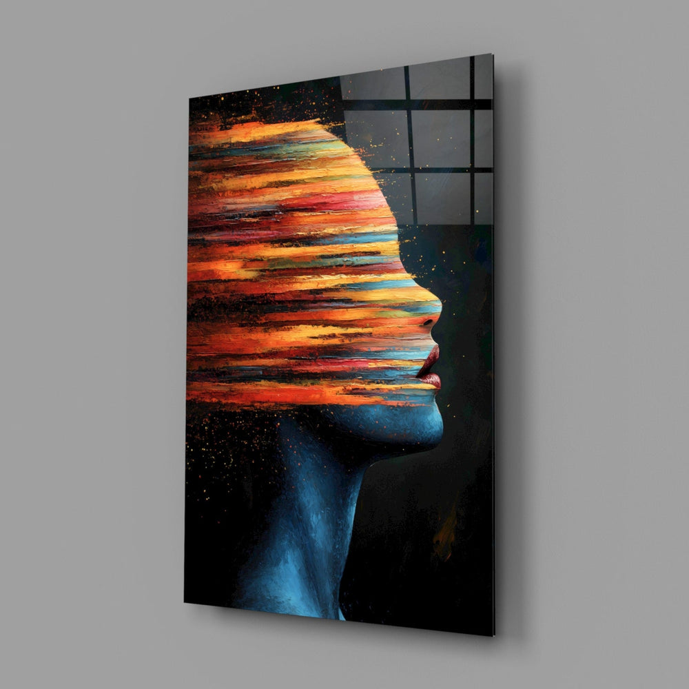 Designer-collection abstract panel anchoring a modern living room wall