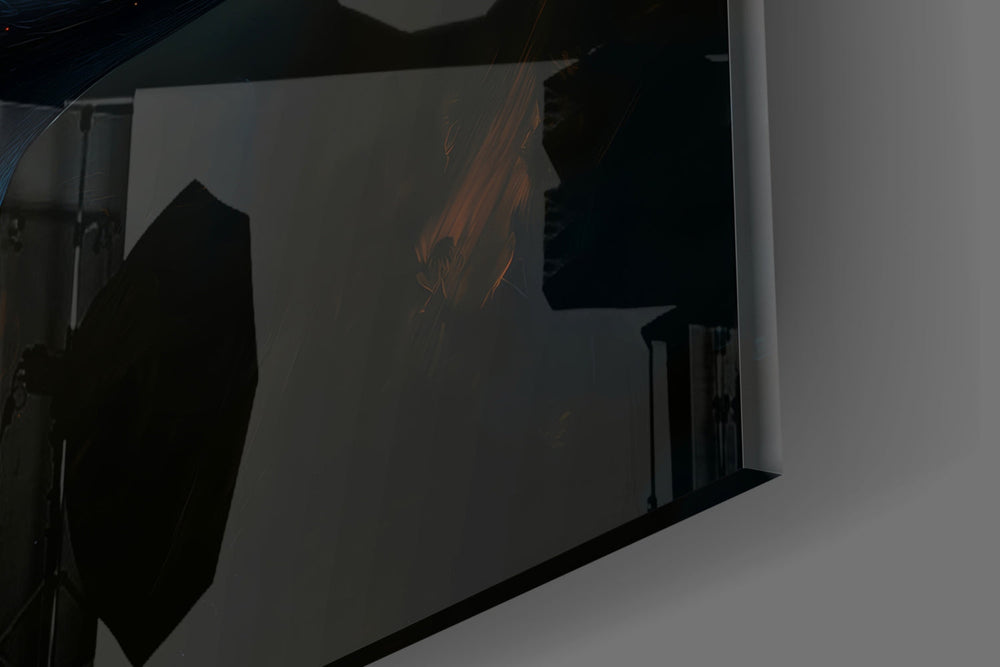 Designer-collection artwork in a music studio interior