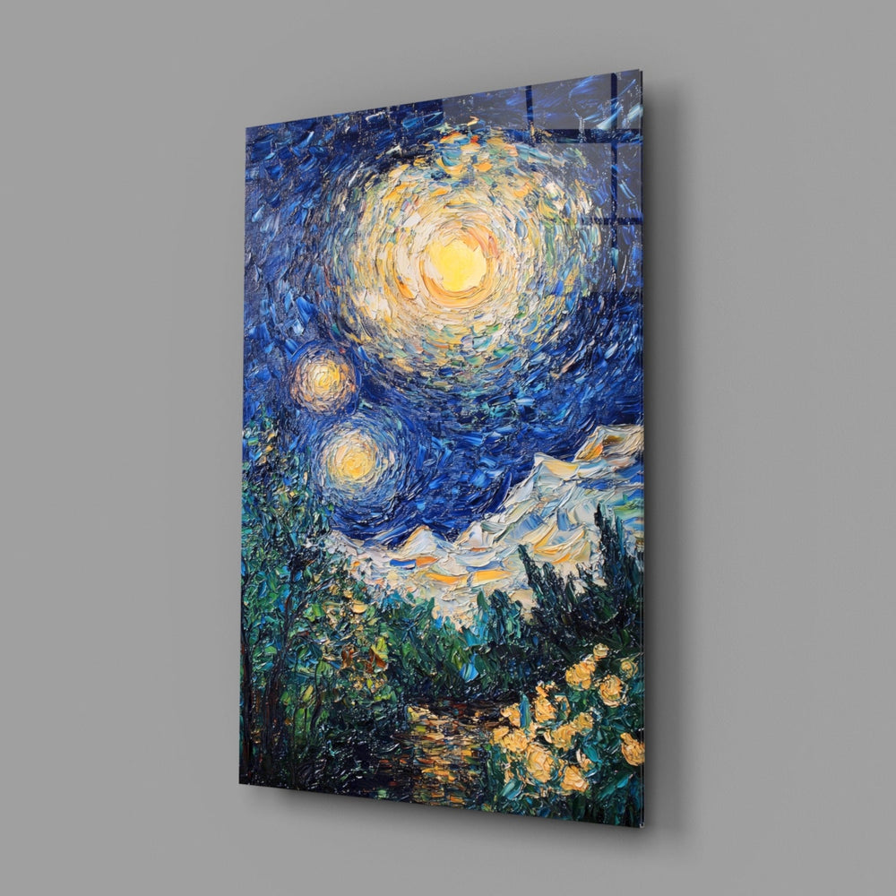 Designer-collection impasto panel anchoring a designer office wall