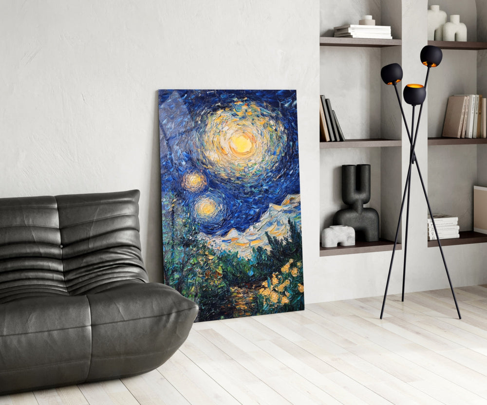 Impasto glass print bringing post-impressionist edge to a gallery wall