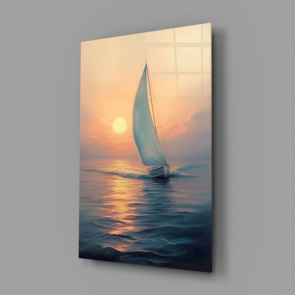 Designer-collection seascape panel anchoring a beach-house entryway