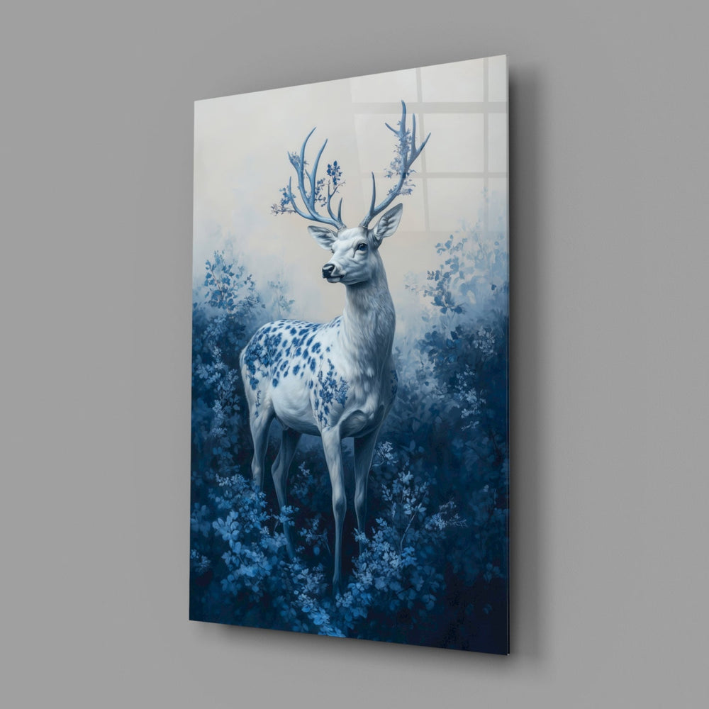 Designer-collection fantasy-wildlife panel anchoring a master bedroom wall