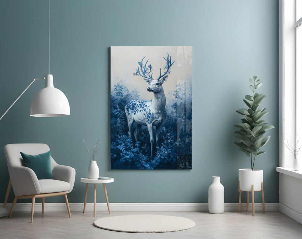 Blue Deer artwork styled in a creative loft interior