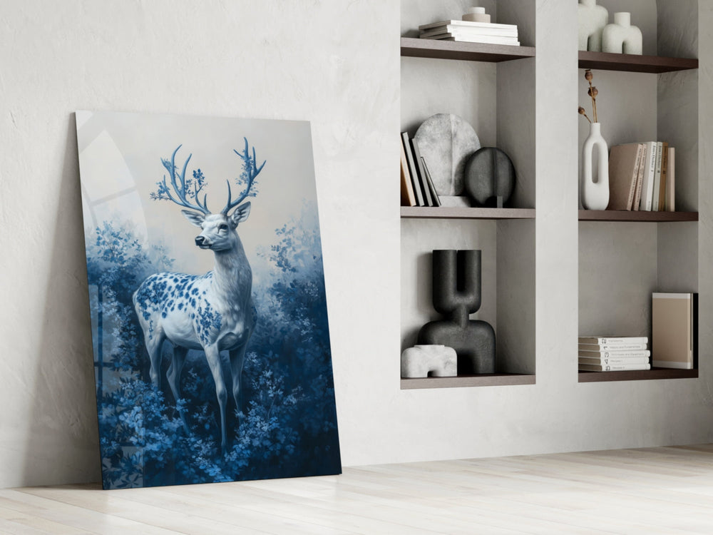 Stag panel against a moody dark-painted accent wall