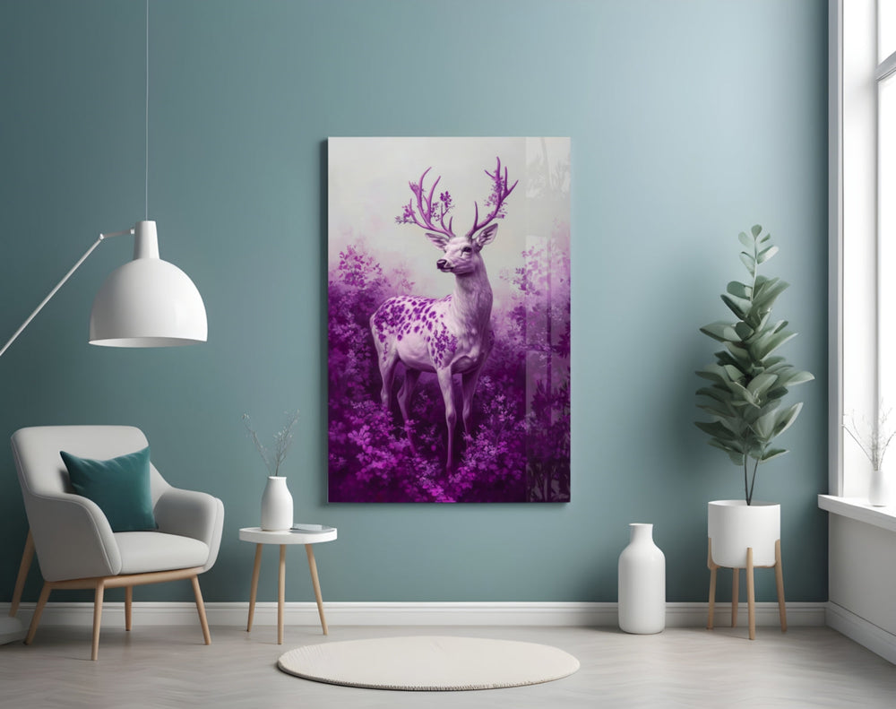 Purple Deer artwork styled in a creative loft interior