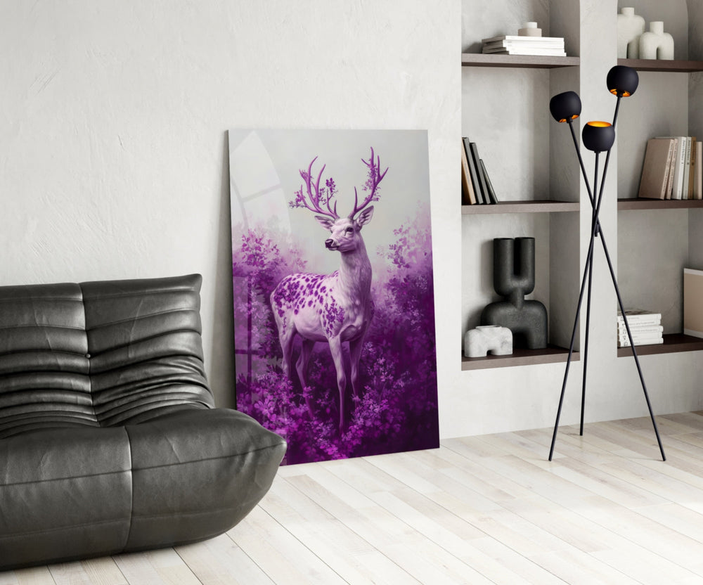 Fantasy-wildlife glass print bringing botanical edge to a designer office