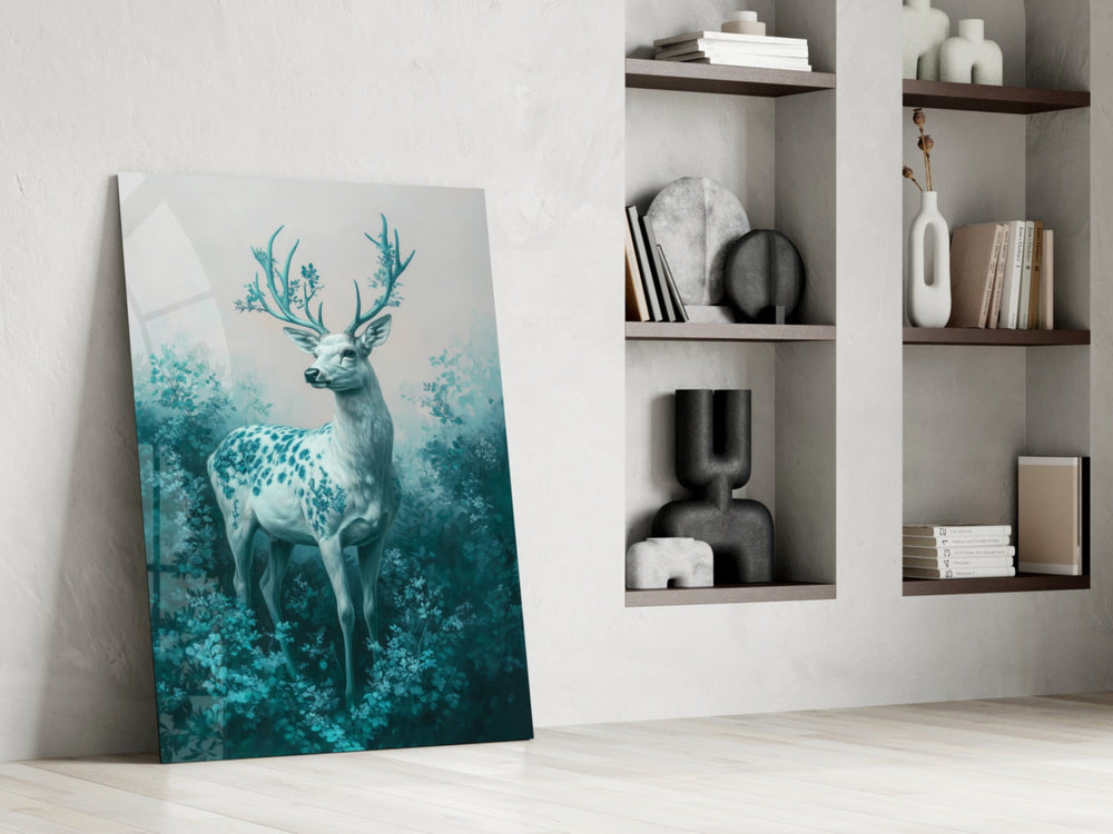 Stag panel against a moody dark-painted accent wall