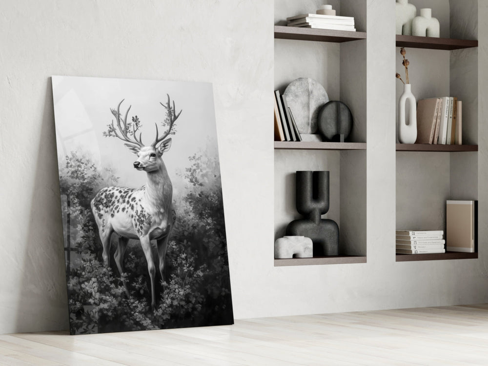 Stag panel against a moody dark-painted accent wall