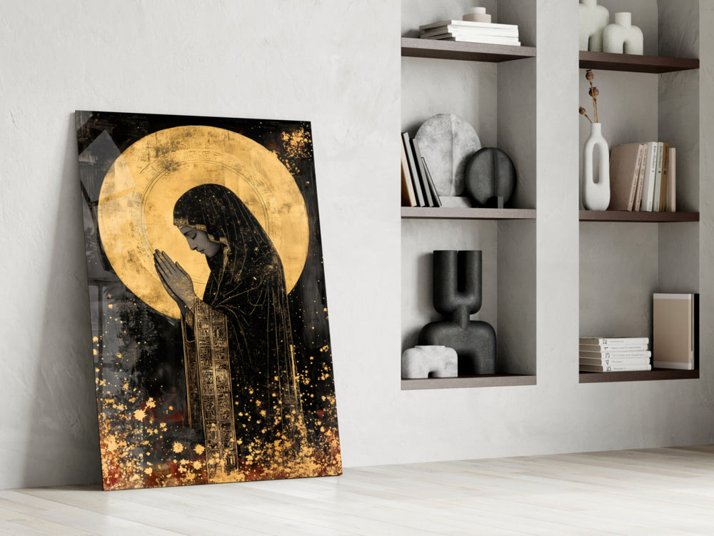 Icon panel against a moody dark-painted accent wall