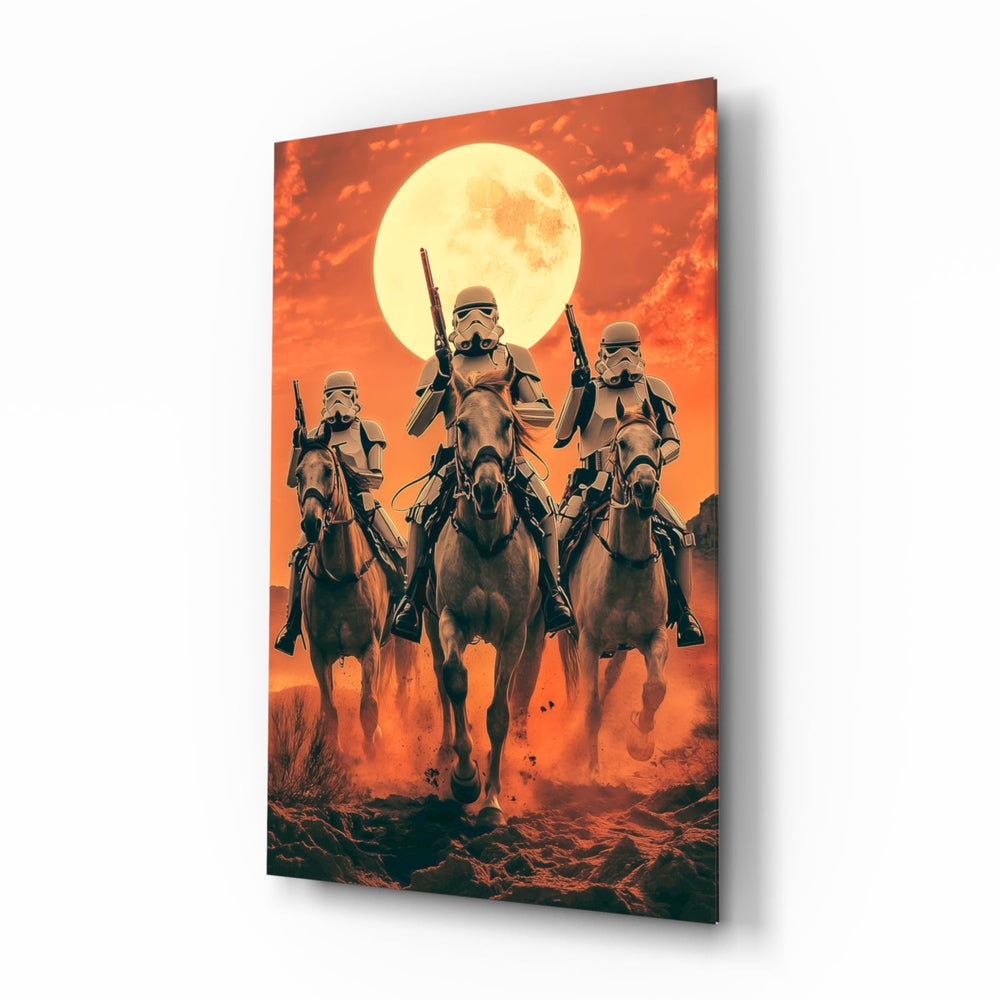 Cowboy Empire glass wall art in a modern home cinema
