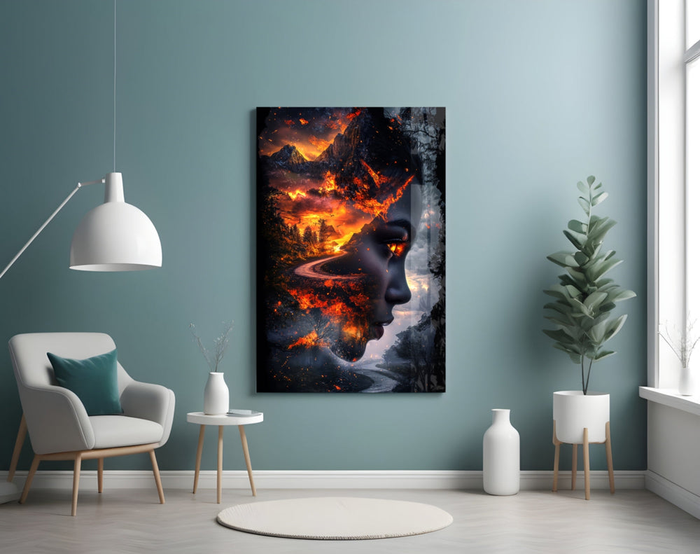The Fire Within artwork styled in a designer office interior