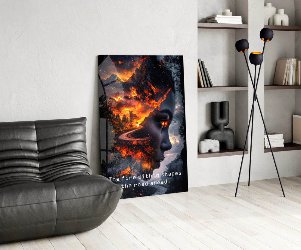 Surreal glass print bringing motivational edge to a home gym