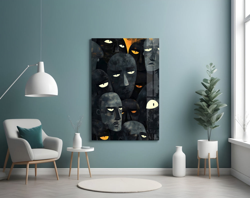Foreign Faces artwork styled in a designer office interior