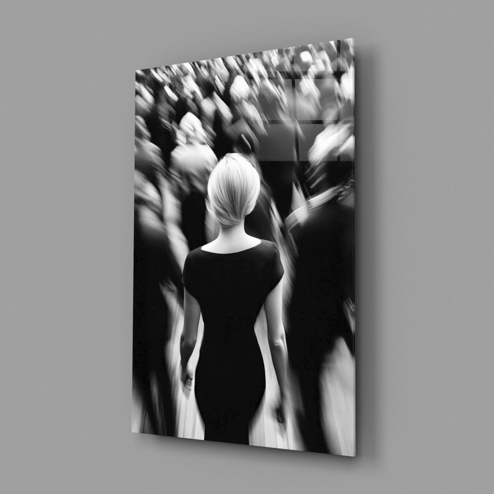 Designer-collection fashion-noir panel anchoring a designer office wall
