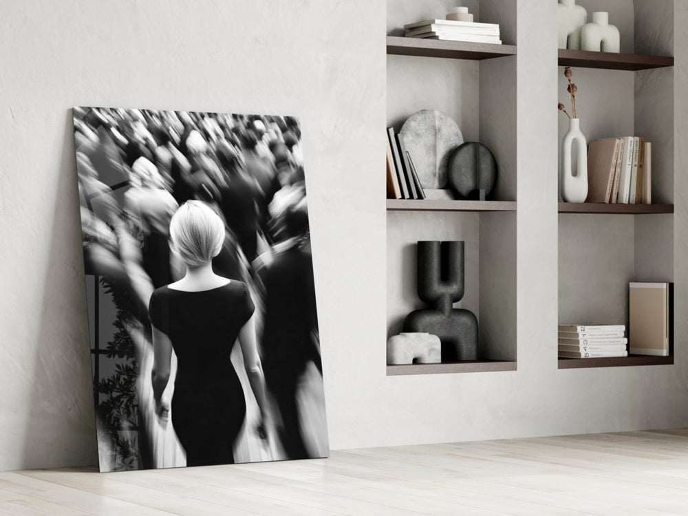 Photographic panel against a moody dark-painted accent wall