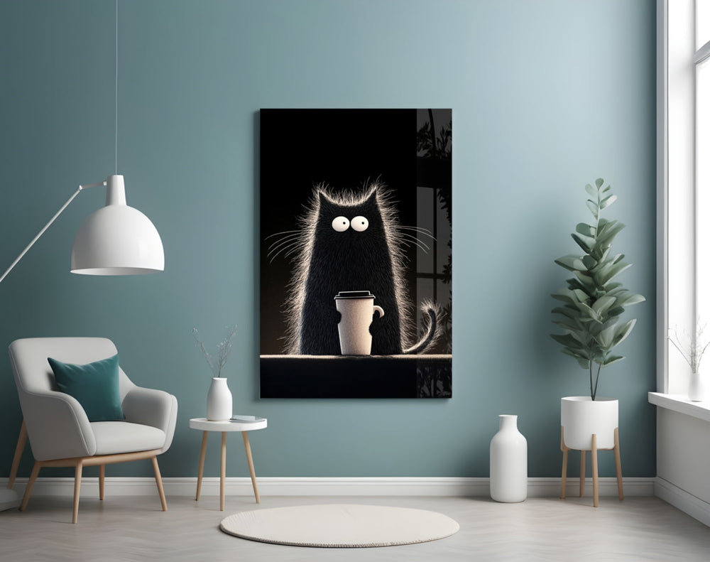 Coffee Lover Cat artwork styled in a creative loft interior