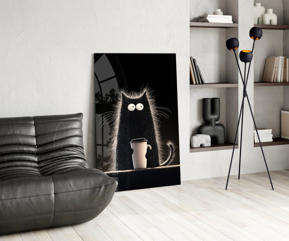 Café art glass print bringing charm edge to a reading nook