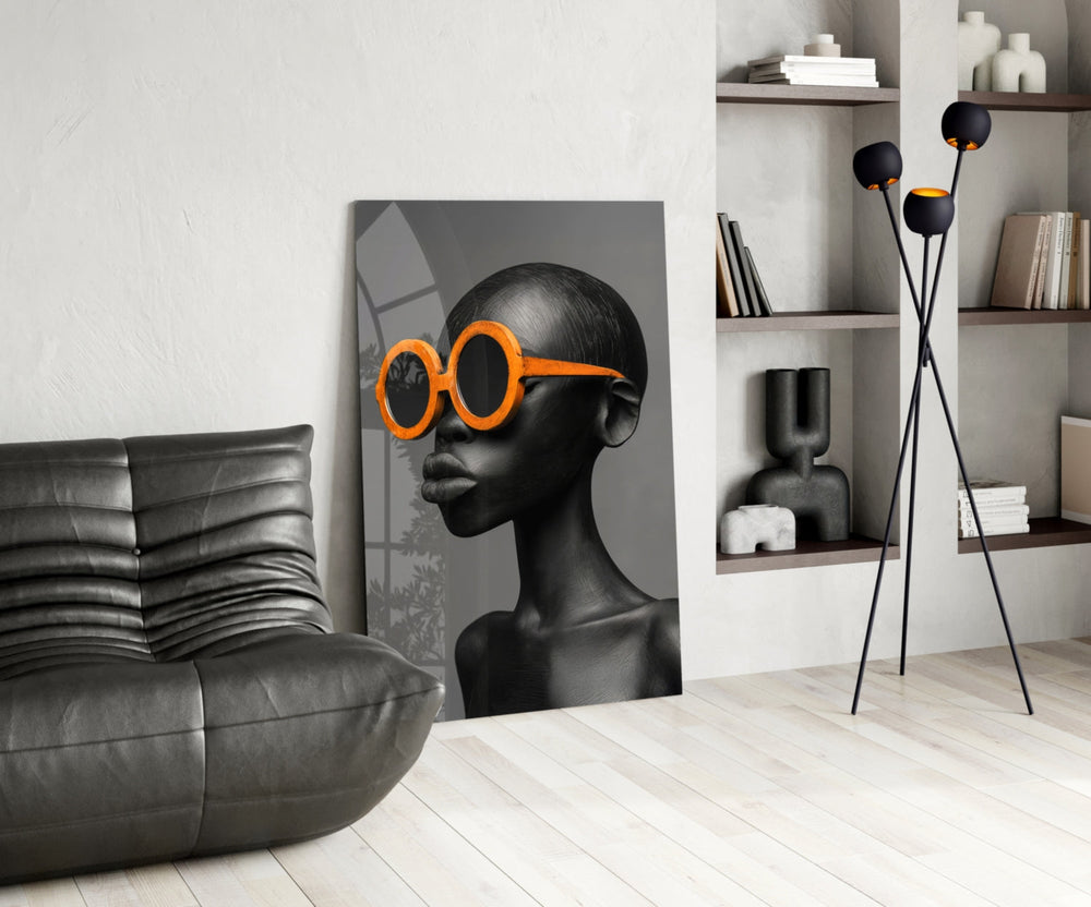 Fashion glass print bringing editorial edge to a designer office