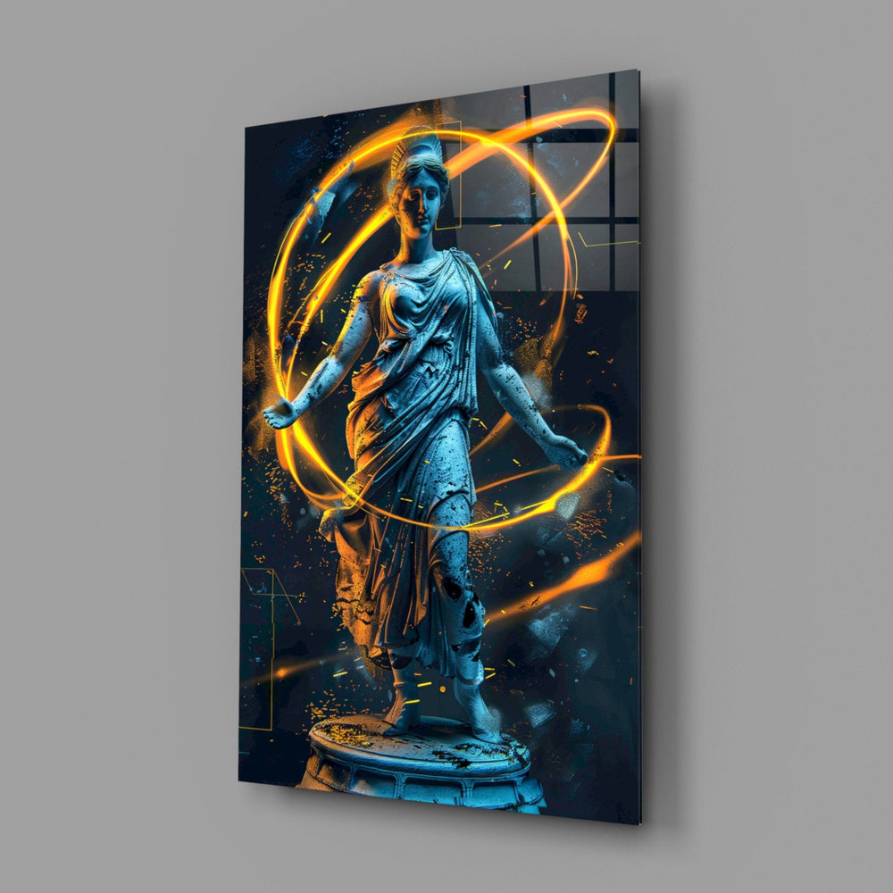 Designer-collection classical-cyber panel anchoring a modern living room wall