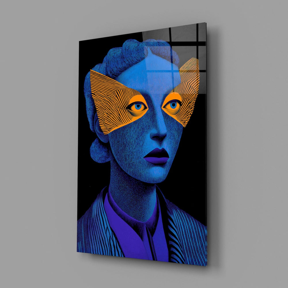 Designer-collection editorial-illustration panel anchoring a designer office wall