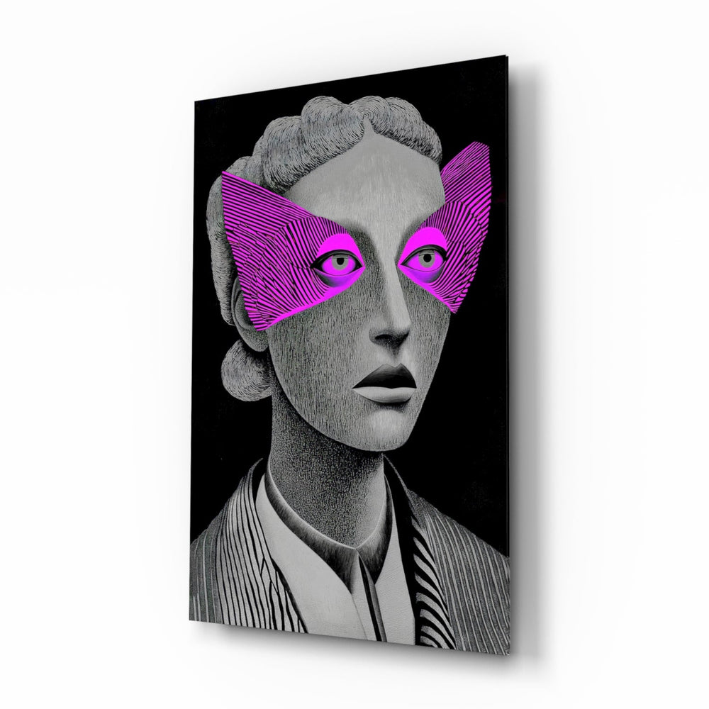 Striped Look magenta glass wall art in a modern creative loft