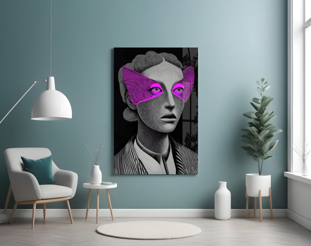 Striped Look magenta artwork styled in a boutique interior