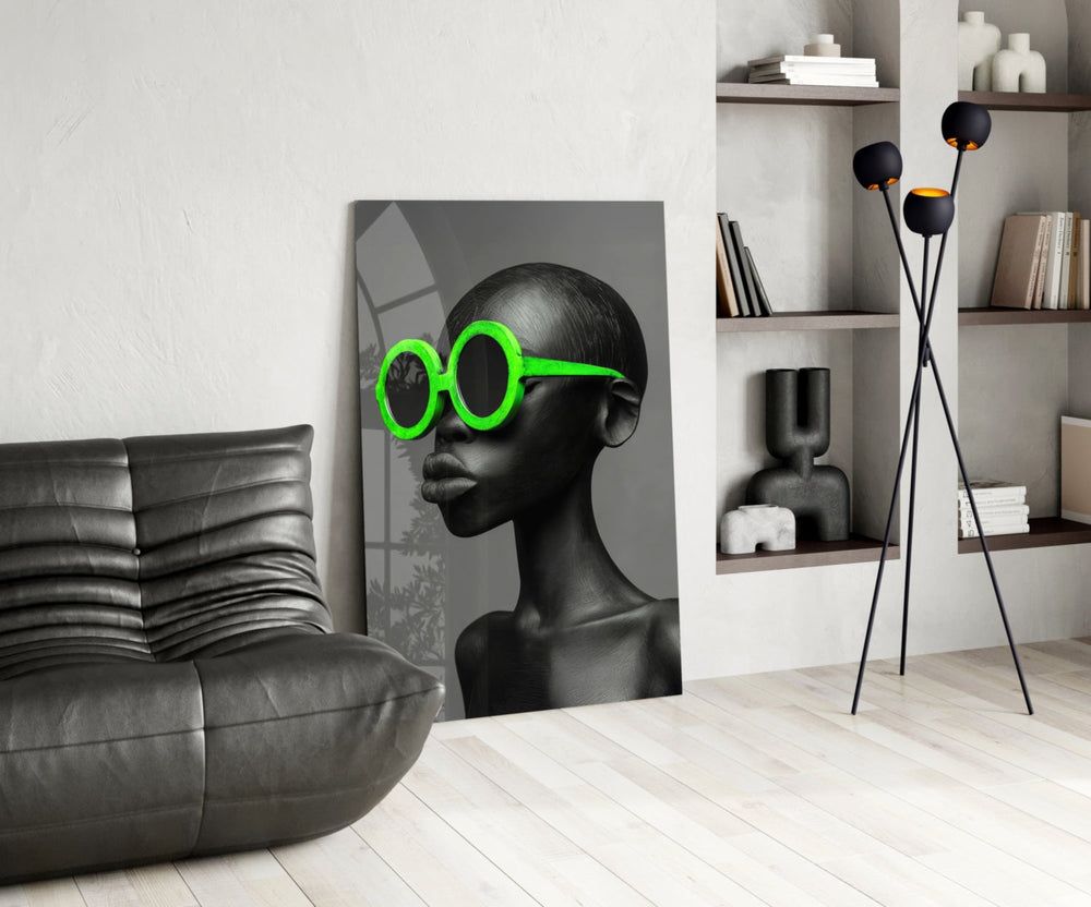 Fashion glass print bringing editorial edge to a designer office