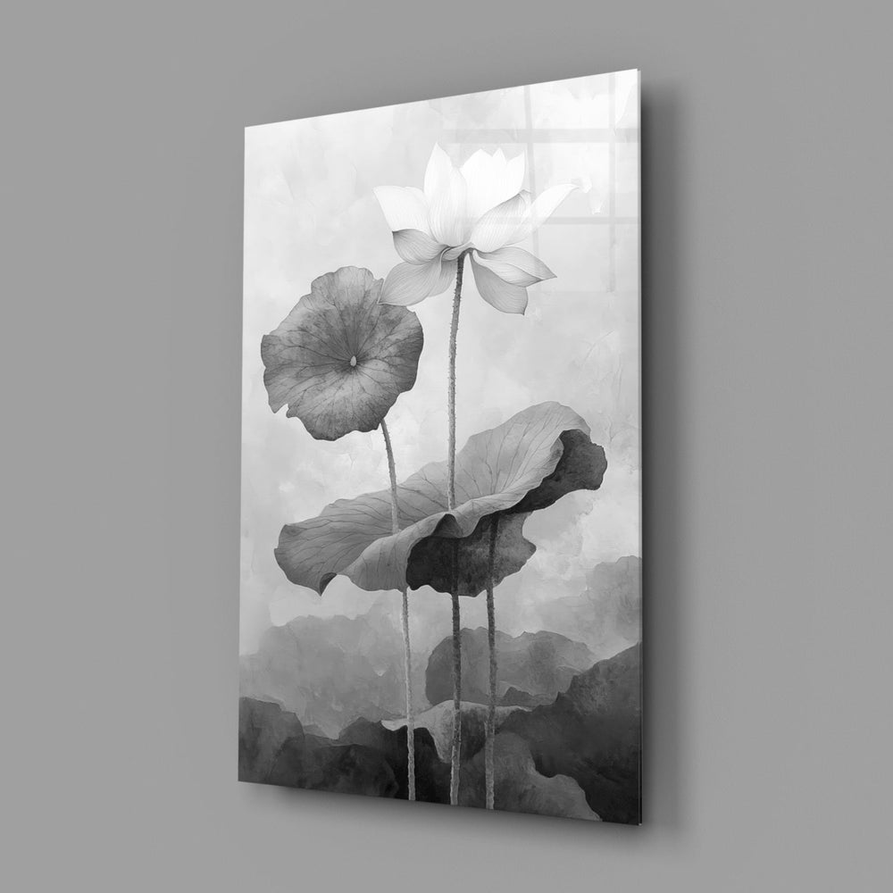 Designer-collection botanical panel anchoring a bedroom wall