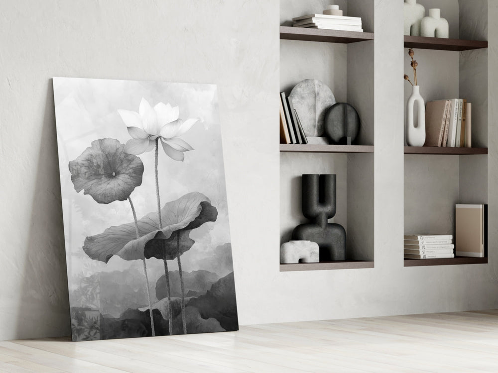 Botanical panel against a moody dark-painted accent wall