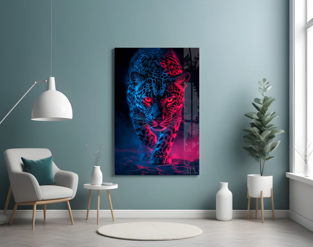 Neon Leopard artwork styled in a designer office interior